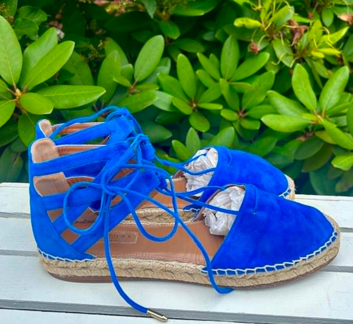 Aquazzura Belgravia Suede Espadrilles Sandals - Size 38