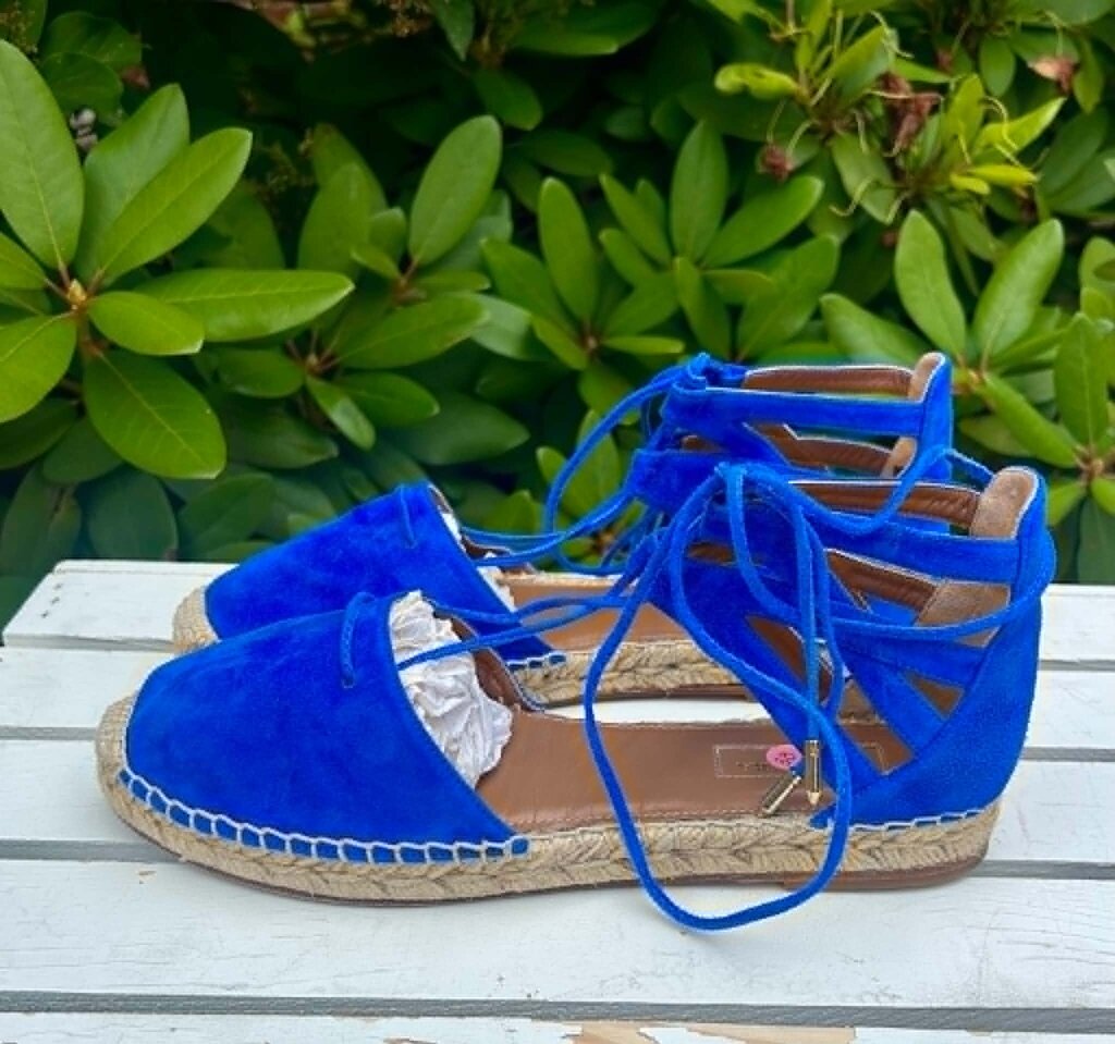 Aquazzura Belgravia Suede Espadrilles Sandals - Size 38