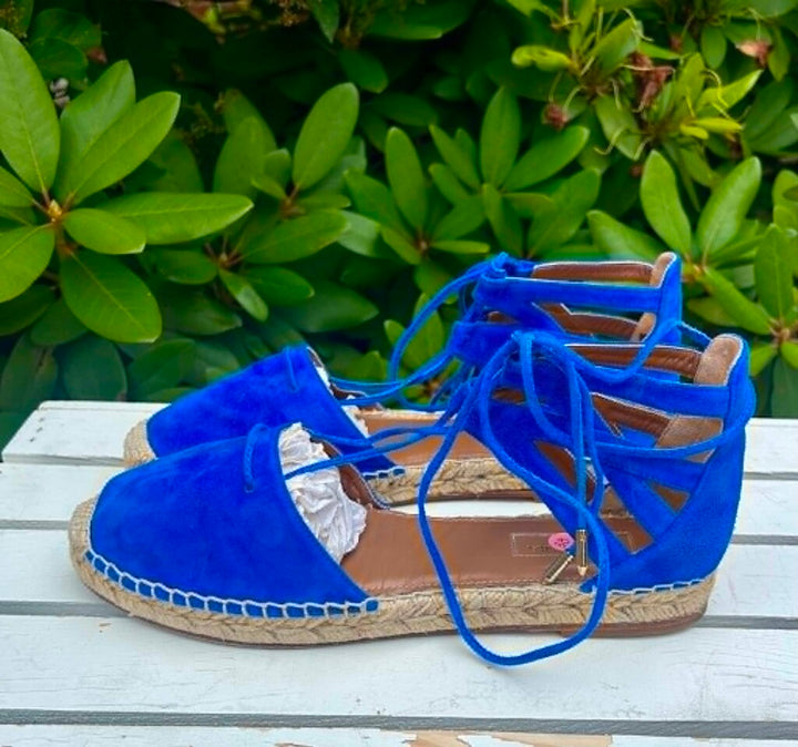 Aquazzura Belgravia Suede Espadrilles Sandals - Size 38