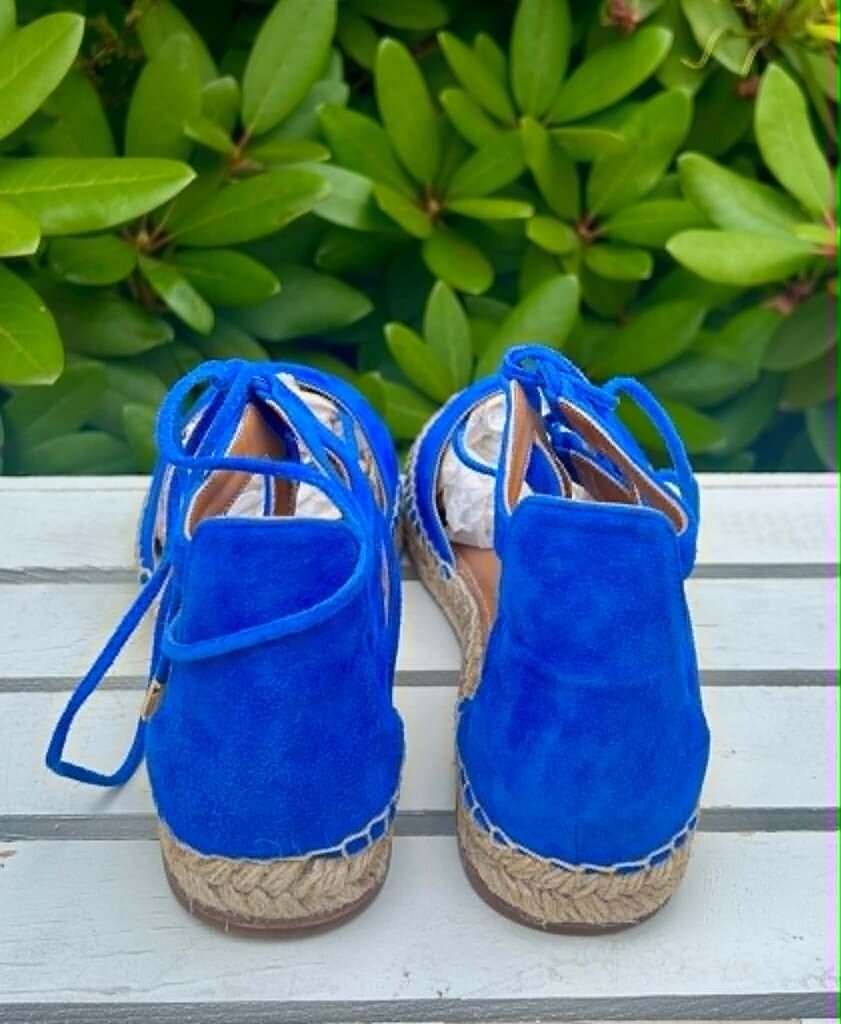 Aquazzura Belgravia Suede Espadrilles Sandals - Size 38