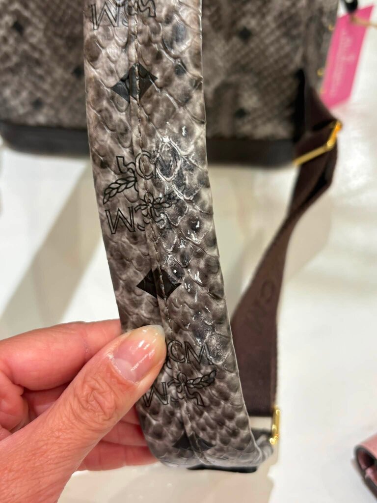 MCM Visetos Snakeskin Studded Leather Backpack