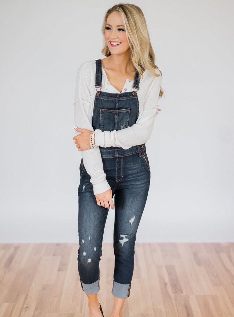 Sneak Peek Kate Dark Wash Overalls - Size Medium