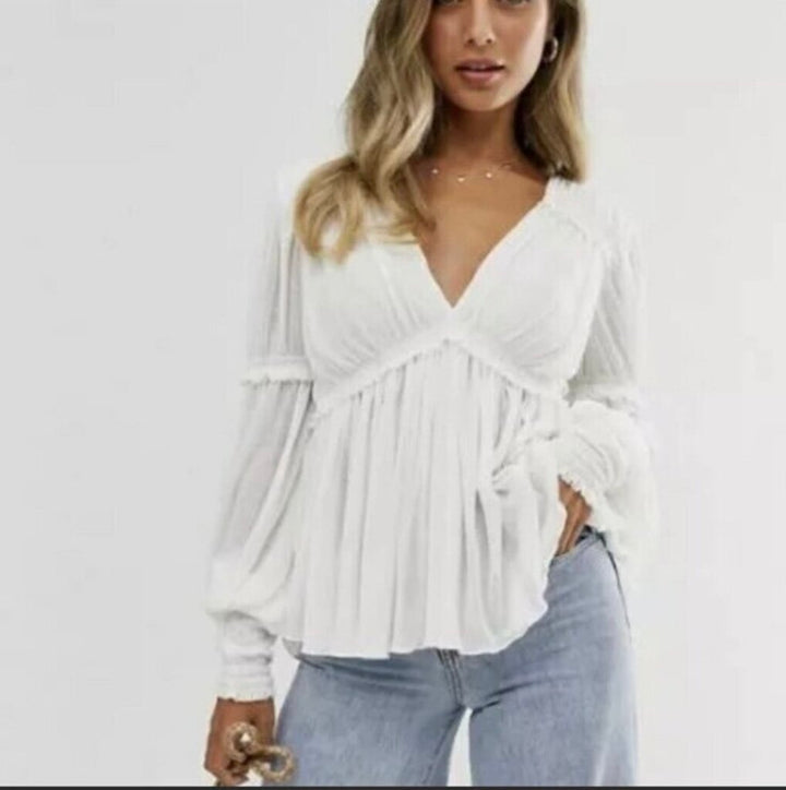 Free People Day Dreaming Top In White - Size Small