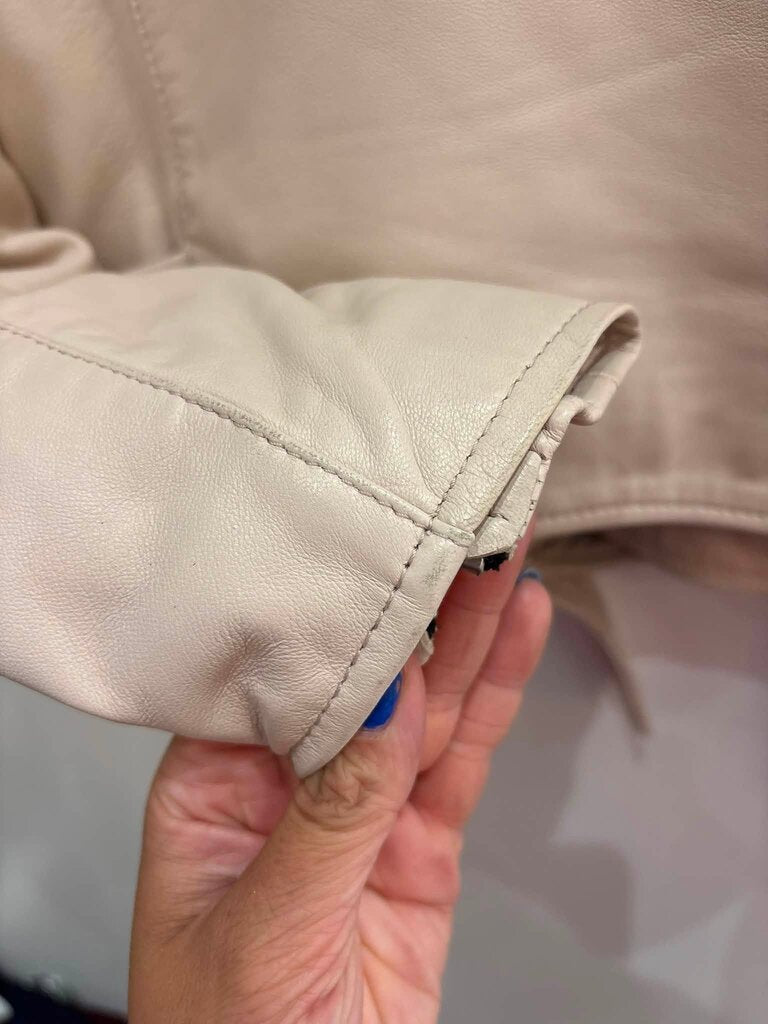 All Saints NWT Balfern Biker Leather Jacket in Powder Pink - Size 10 (Retails for $489)