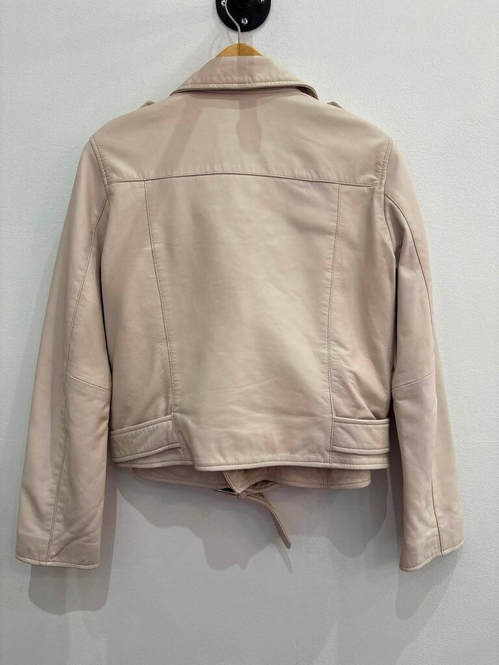 All Saints NWT Balfern Biker Leather Jacket in Powder Pink - Size 10 (Retails for $489)