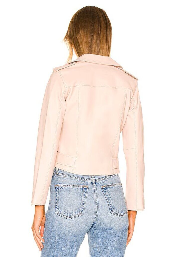 All Saints NWT Balfern Biker Leather Jacket in Powder Pink - Size 10 (Retails for $489)