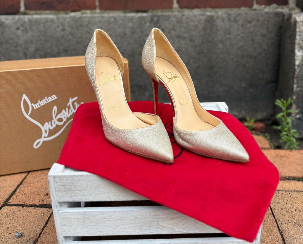 Christian Louboutin Iriza 100 Glitter Heels - Size 35.5