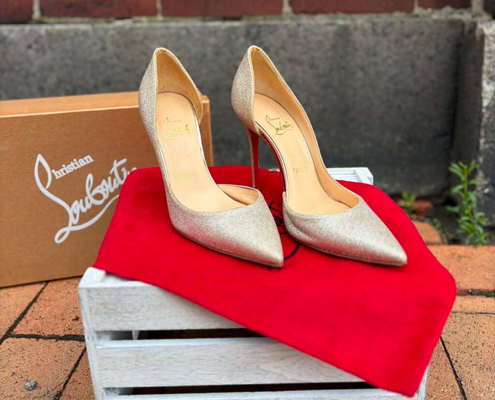 Christian Louboutin Iriza 100 Glitter Heels - Size 35.5