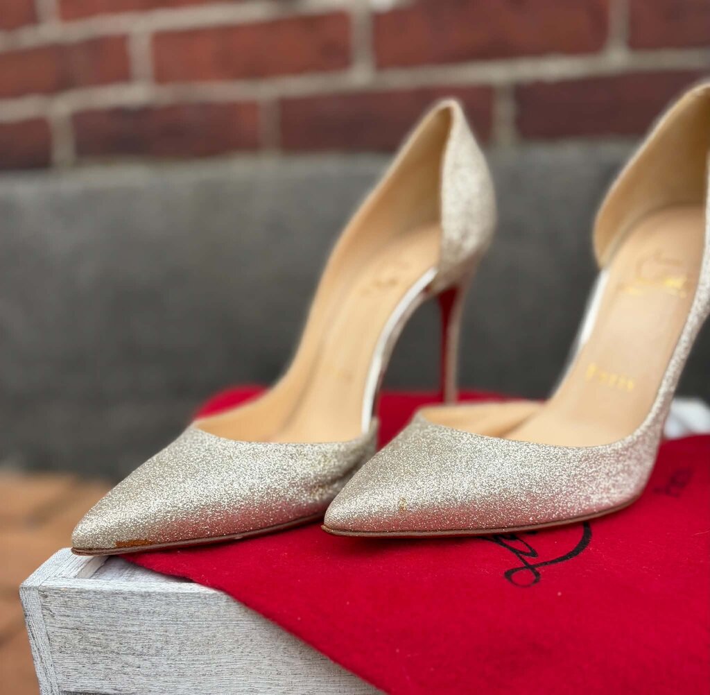 Christian Louboutin Iriza 100 Glitter Heels - Size 35.5