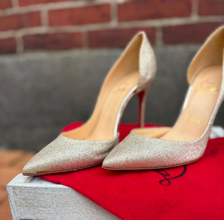 Christian Louboutin Iriza 100 Glitter Heels - Size 35.5