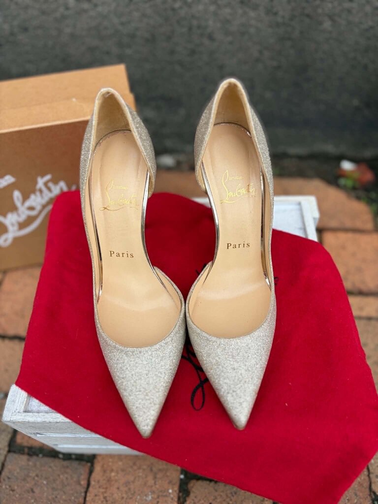 Christian Louboutin Iriza 100 Glitter Heels - Size 35.5