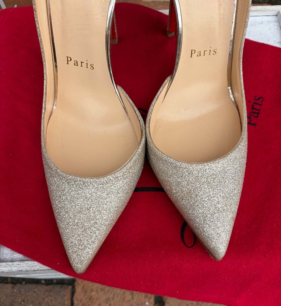 Christian Louboutin Iriza 100 Glitter Heels - Size 35.5