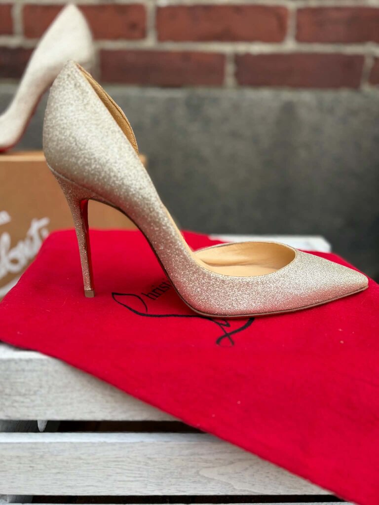 Christian Louboutin Iriza 100 Glitter Heels - Size 35.5