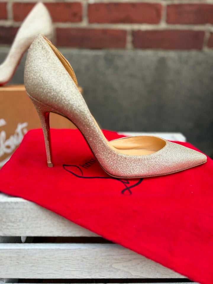 Christian Louboutin Iriza 100 Glitter Heels - Size 35.5
