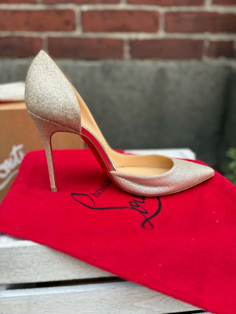 Christian Louboutin Iriza 100 Glitter Heels - Size 35.5
