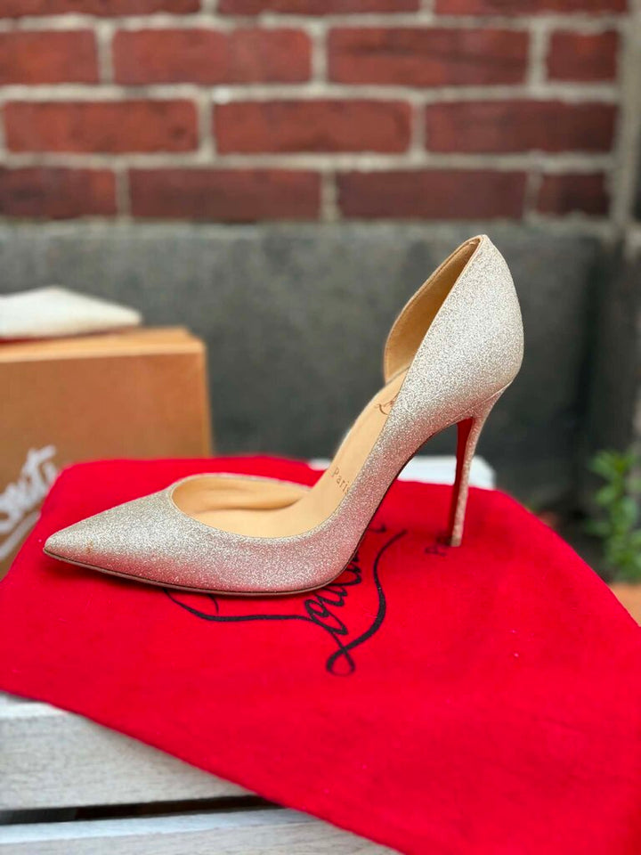 Christian Louboutin Iriza 100 Glitter Heels - Size 35.5