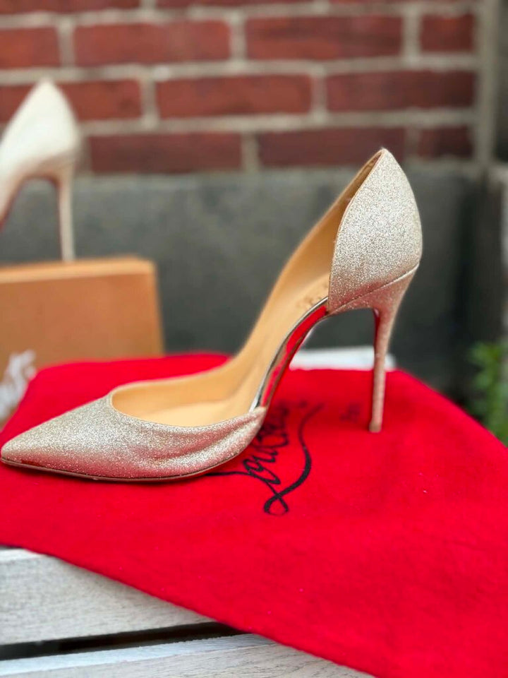 Christian Louboutin Iriza 100 Glitter Heels - Size 35.5
