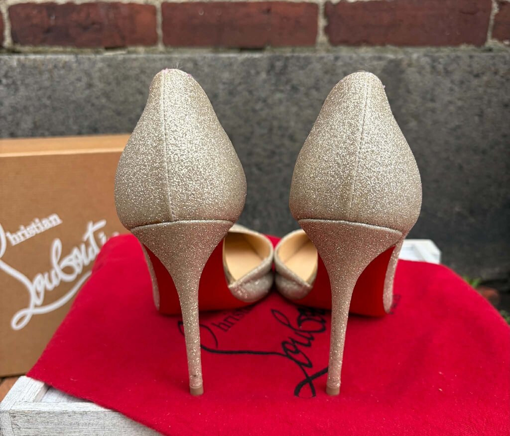 Christian Louboutin Iriza 100 Glitter Heels - Size 35.5