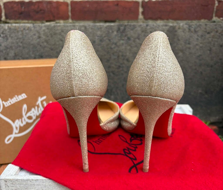 Christian Louboutin Iriza 100 Glitter Heels - Size 35.5