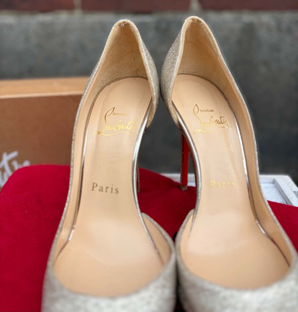 Christian Louboutin Iriza 100 Glitter Heels - Size 35.5