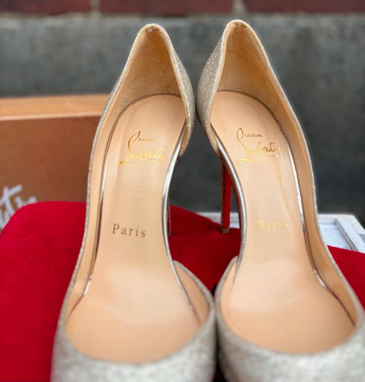 Christian Louboutin Iriza 100 Glitter Heels - Size 35.5