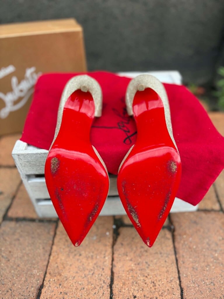 Christian Louboutin Iriza 100 Glitter Heels - Size 35.5