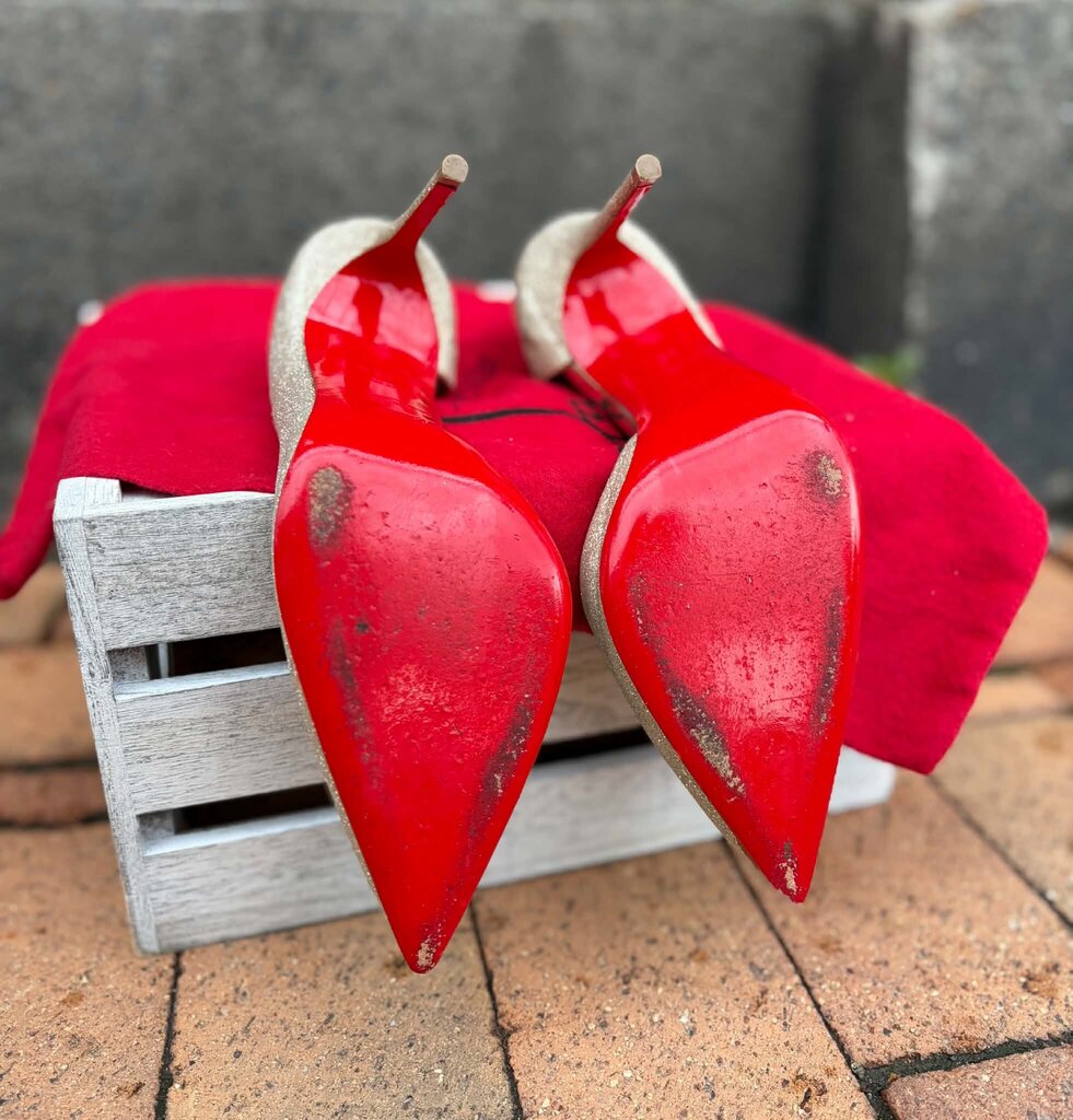 Christian Louboutin Iriza 100 Glitter Heels - Size 35.5
