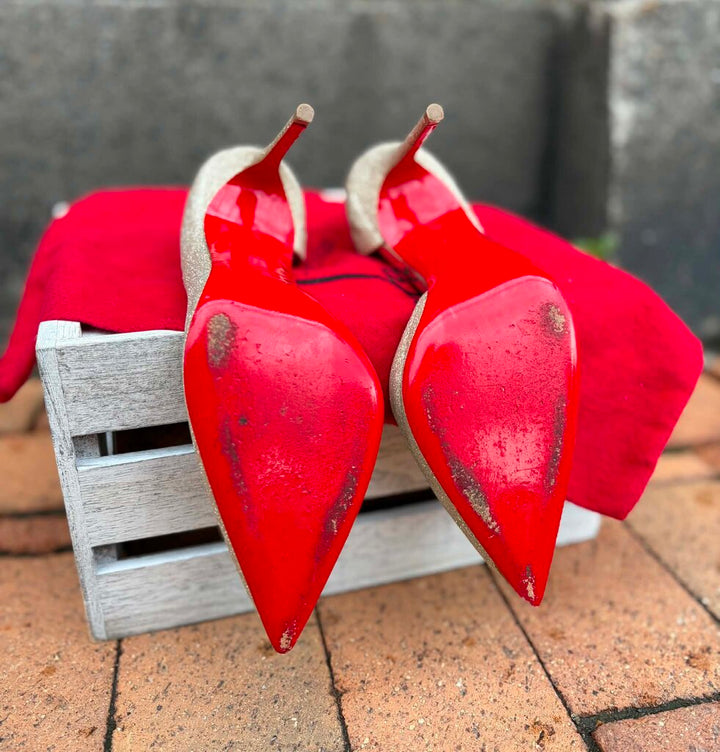 Christian Louboutin Iriza 100 Glitter Heels - Size 35.5