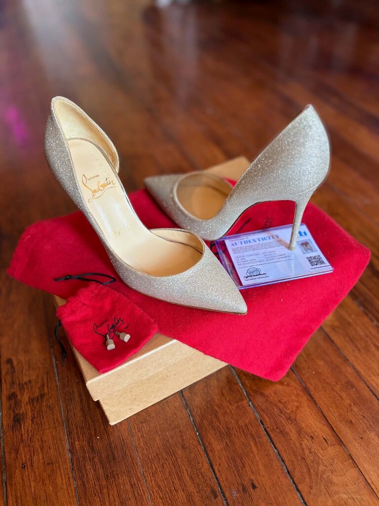 Christian Louboutin Iriza 100 Glitter Heels - Size 35.5