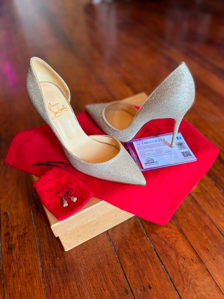 Christian Louboutin Iriza 100 Glitter Heels - Size 35.5