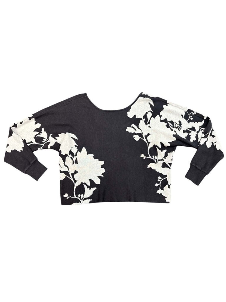 Daily Practice Hazy Days Sweater In Charcoal Jacquard Knit - Size Small