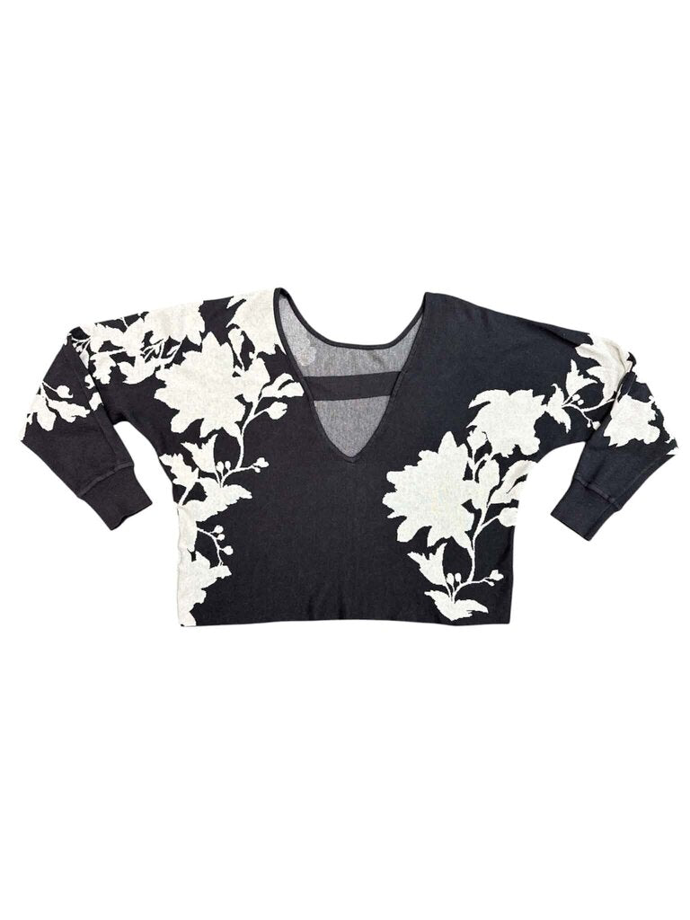 Daily Practice Hazy Days Sweater In Charcoal Jacquard Knit - Size Small