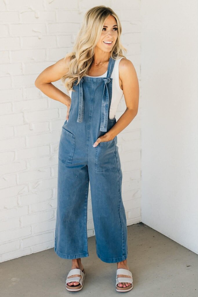 Zenana NWT Washed Knot Strap Overalls in Blackberry - Size Small