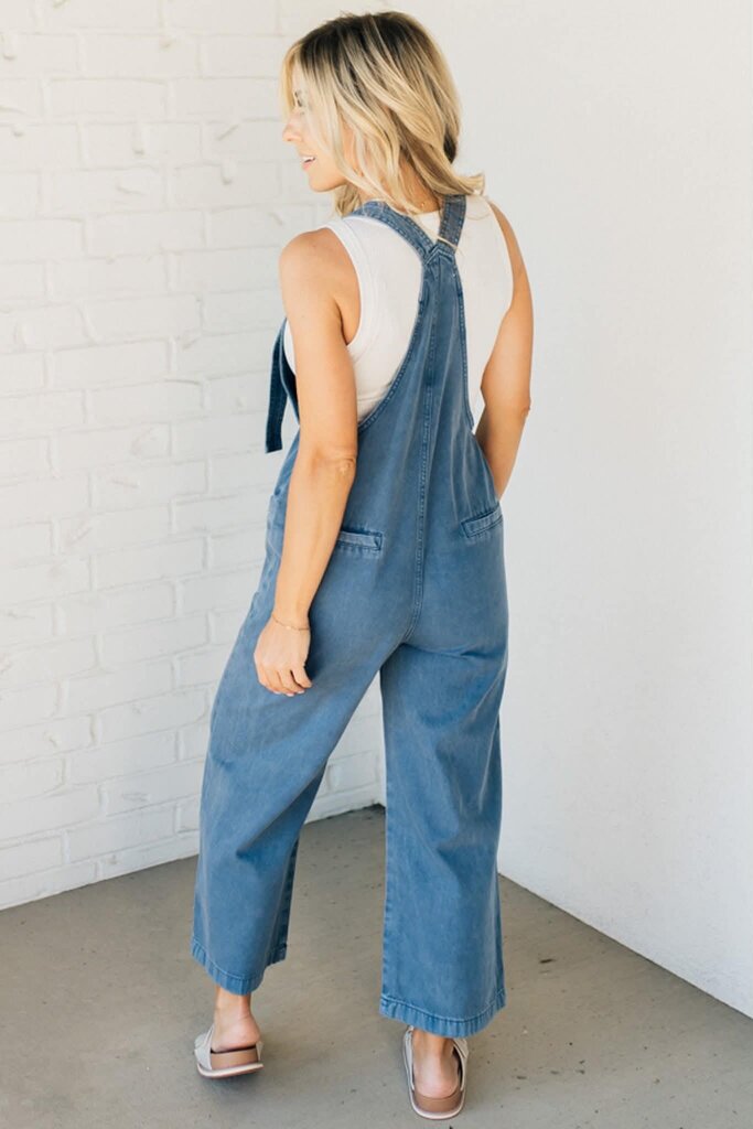 Zenana NWT Washed Knot Strap Overalls in Blackberry - Size Small