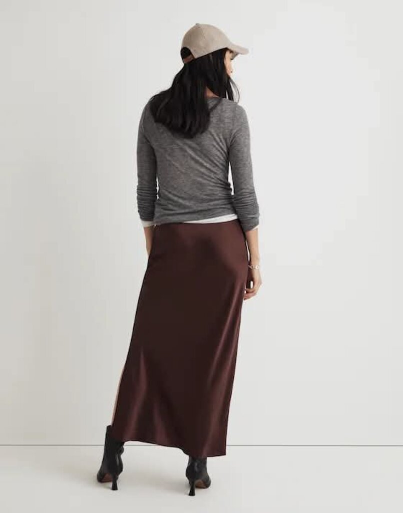 Madewell Satin Maxi Slip Skirt in Cherry Wood - Size 0