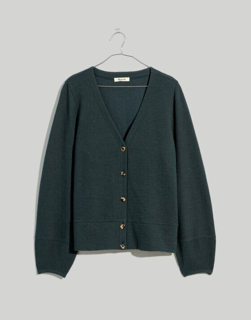Madewell Pieced-Sleeve Cardigan in Dark Palm- Size Small
