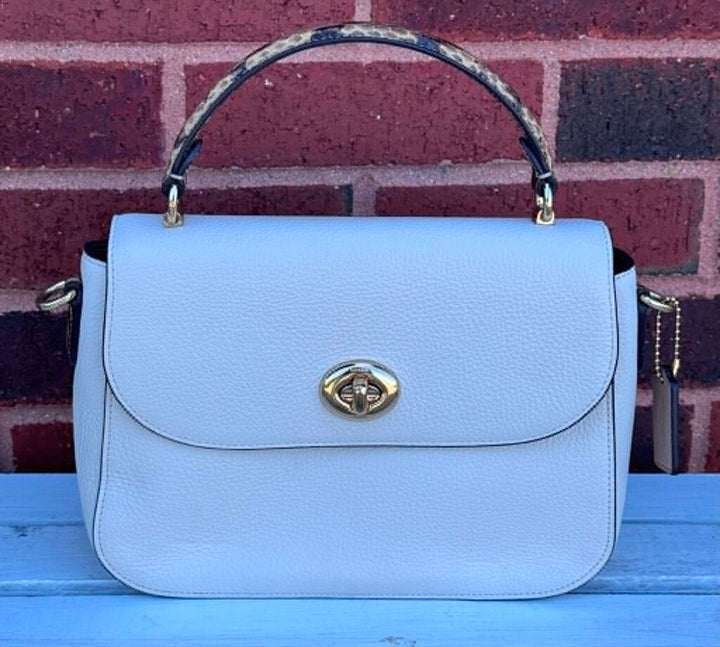 Coach Marlie Top Handle Pebbled Leather Snakeskin Embossed Bag