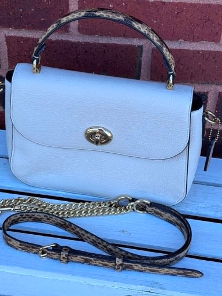Coach Marlie Top Handle Pebbled Leather Snakeskin Embossed Bag