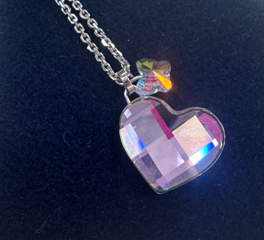 Swarovski Crystal Heart With Butterfly Charm Necklace