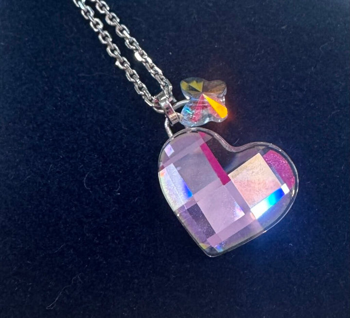 Swarovski Crystal Heart With Butterfly Charm Necklace