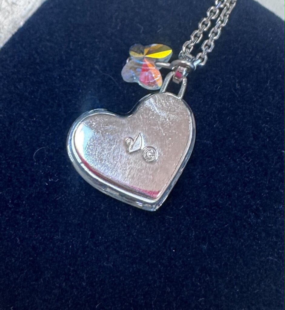 Swarovski Crystal Heart With Butterfly Charm Necklace