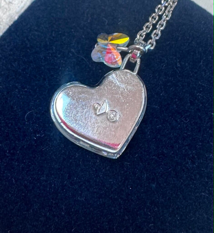 Swarovski Crystal Heart With Butterfly Charm Necklace