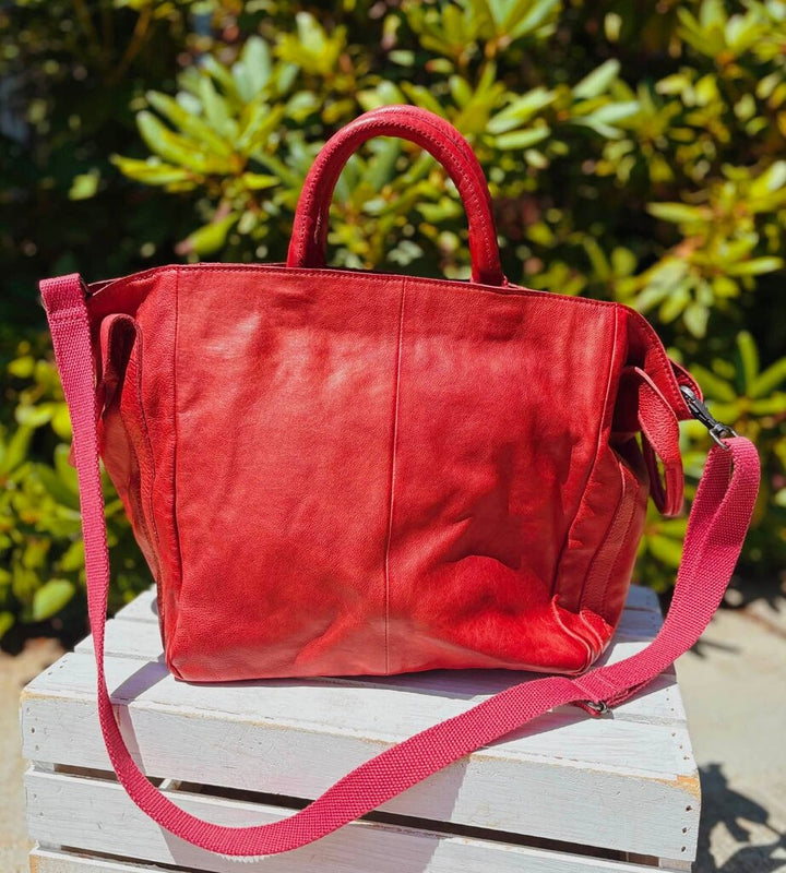 Free People Leslie Leather Tote in Ripe Tomato