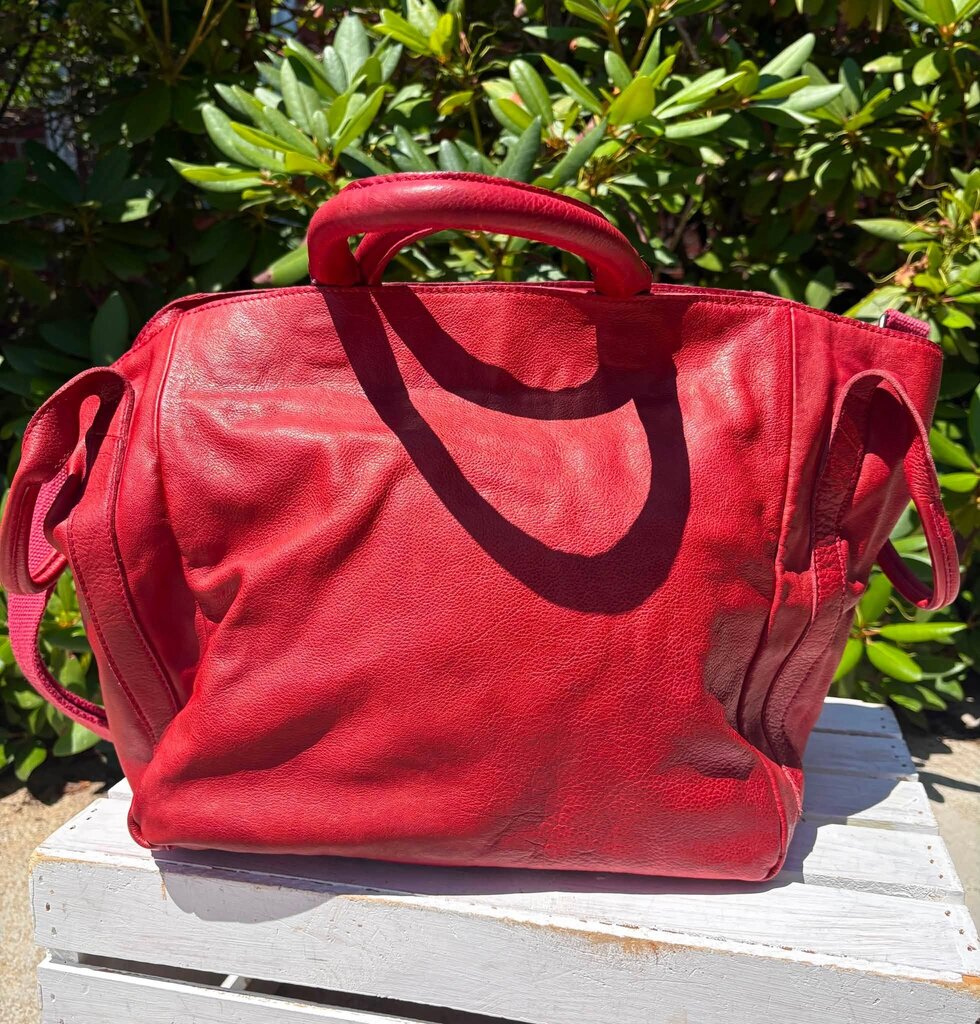 Free People Leslie Leather Tote in Ripe Tomato