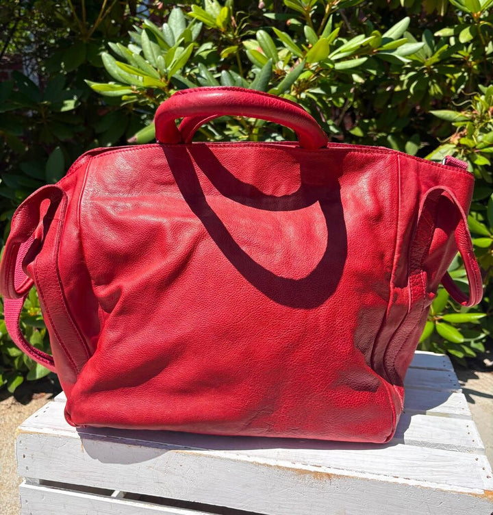 Free People Leslie Leather Tote in Ripe Tomato