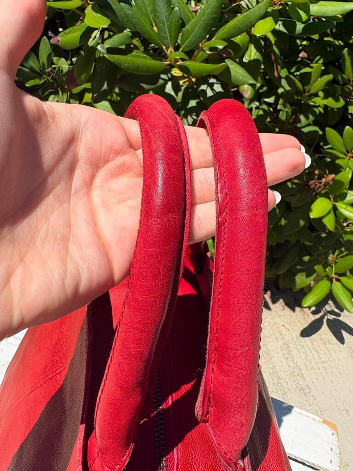 Free People Leslie Leather Tote in Ripe Tomato
