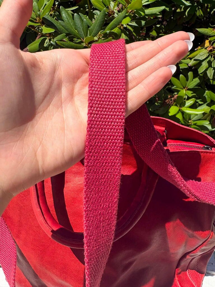 Free People Leslie Leather Tote in Ripe Tomato