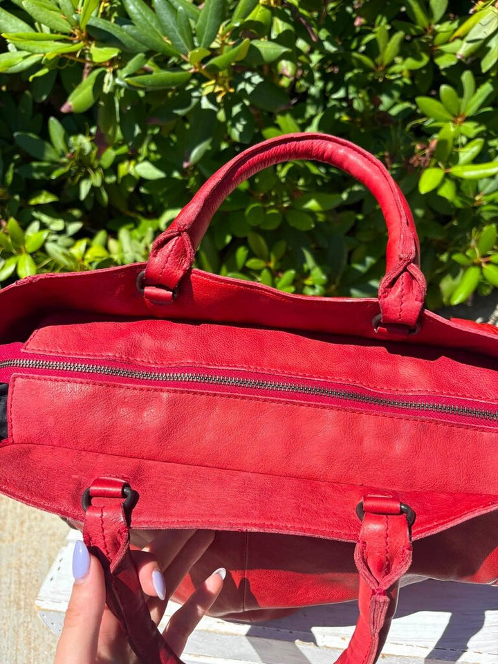 Free People Leslie Leather Tote in Ripe Tomato