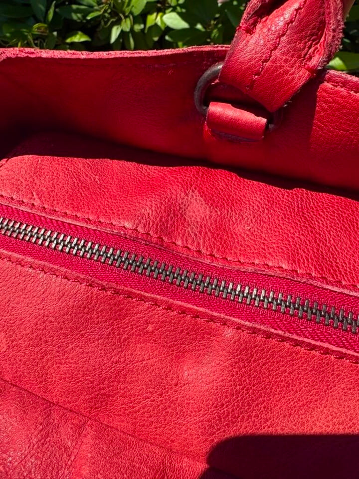 Free People Leslie Leather Tote in Ripe Tomato