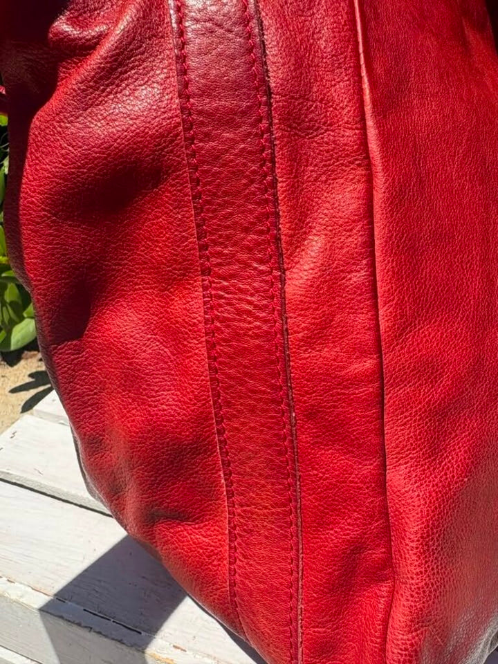 Free People Leslie Leather Tote in Ripe Tomato